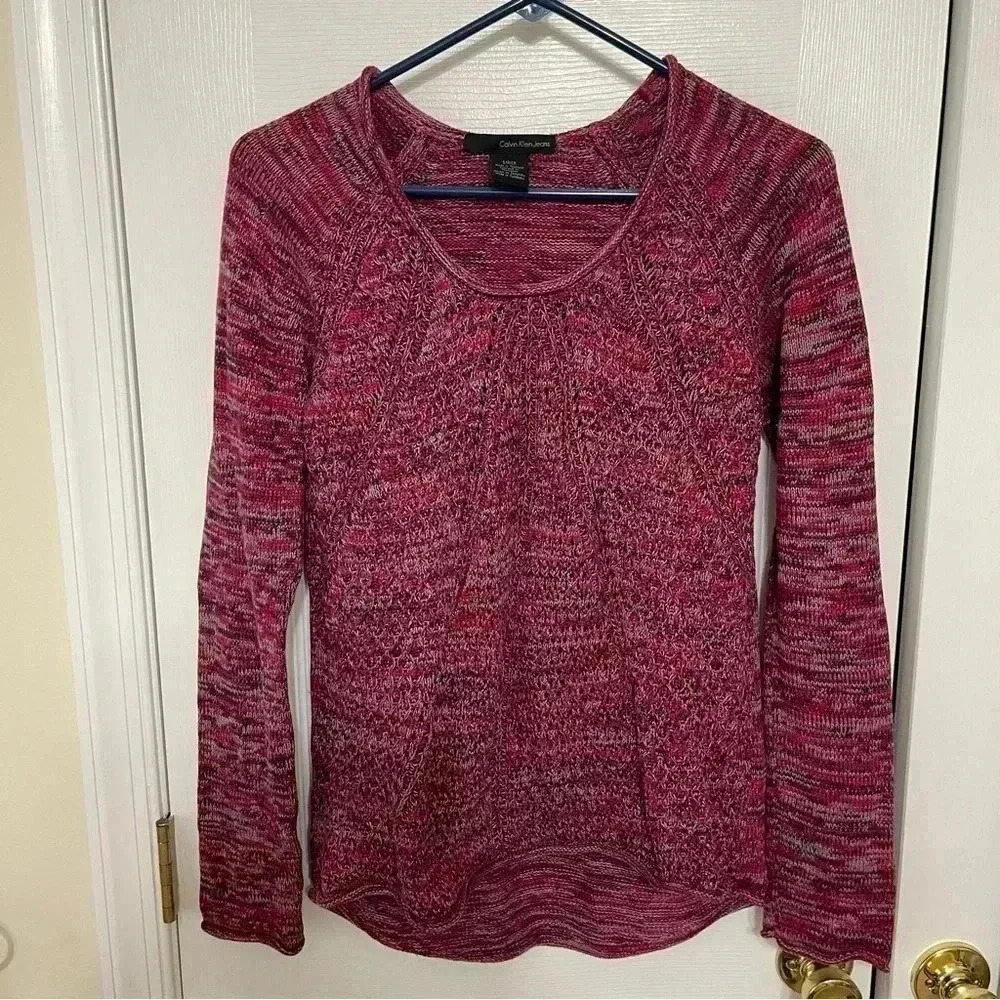Calvin Klein Jeans Pink Marled Sweater Long Sleeve Women's Size Small - Picture 6 of 11